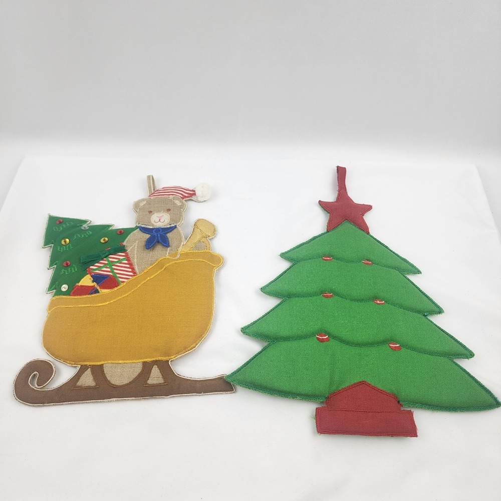 Vintage‎ Franco Ramie Linen Sleigh Tree Pot Holders Set of 2 Hanging